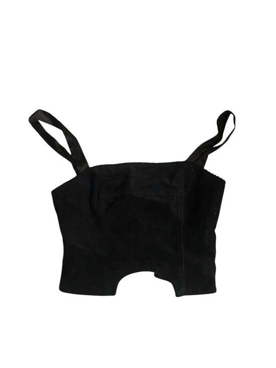 Urban Outfitters Tops - Urban Outfitters Black Velvet Curved Hem O-Ring Zip Corset Top
